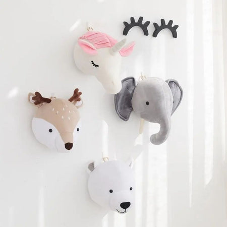 Décoration Murale Chambre Bébé - Têtes Animaux Peluche