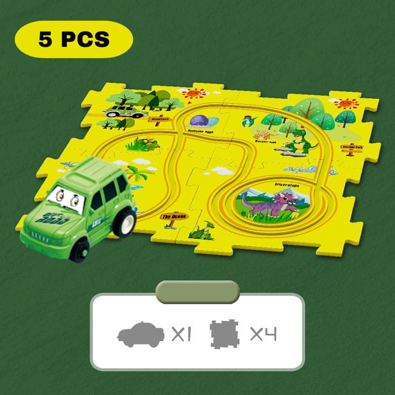 Circuit voiture enfant en forme de puzzle