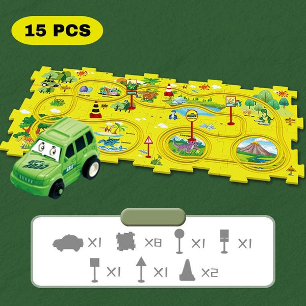 Circuit voiture enfant en forme de puzzle